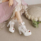 Women Platform Pumps Mary Janes Shoes with Bowtie