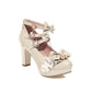 Women Platform Pumps High Heel Mary Janes Shoes with Bowtie
