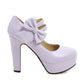 Women Bowtie Platform Pumps High Heels Shoes