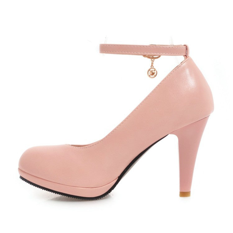Women Pointed Toe Ankle Strap Pumps High Heels Shoes