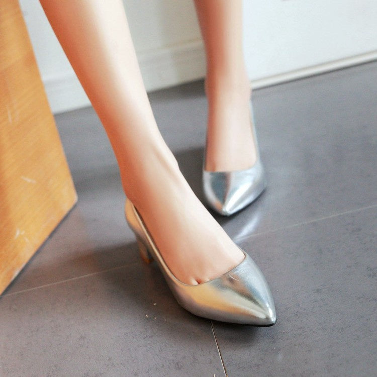 Women Pointed Toe Pumps Low Heeled Shoes