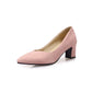 Women Suede Pointed Toe High Heeled Chunky Heels Pumps