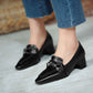 Women Bowtie Chunky High Heel Shoes