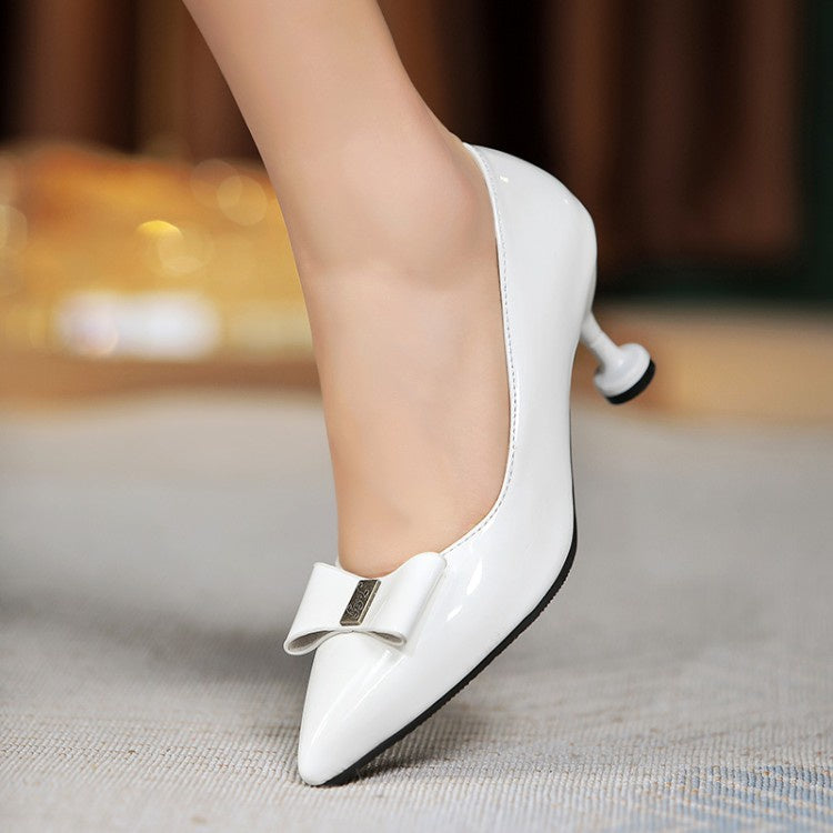 Women Pointed Toe Bow High Heel Pumps