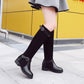 Women Low Heeled Buckle Riding Boots