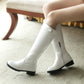 Women Round Toe Buckle Knee High Boots