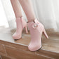 Pu Leather Platform High Heels Short Boots Winter Women Shoes 6410
