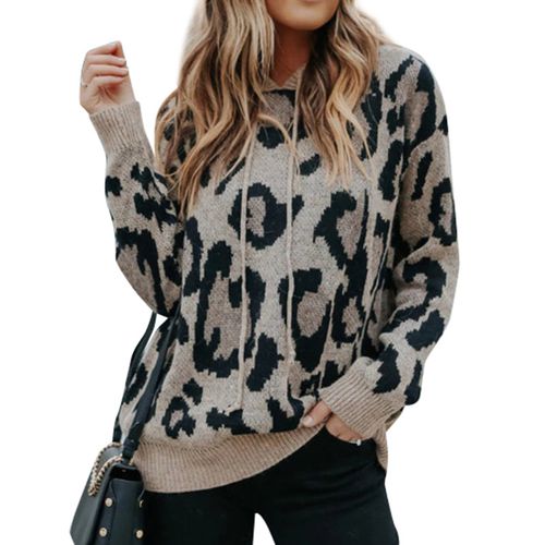 Leopard Print Hoodie Thick Sweater for Women
