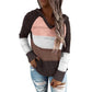 Women Long Sleeved  Hollow Out Contrast Color Knitted Sweater Hoodie