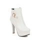 Round Toe Buckle Zipper Women's Ankle Boots High Heels 5087