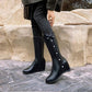 Women Bowtie Wedges Knee High Boots