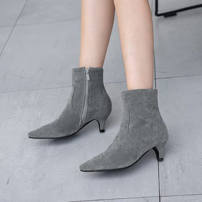 Pointed Toe Zipper Women's High Heeled Ankle Boots