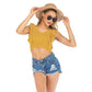 Summer Ruffle Slim Solid Color Versatile Knitting Short Suspender Tank for Women