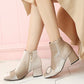 Square Toe Zipper Women High Heels Short Boots