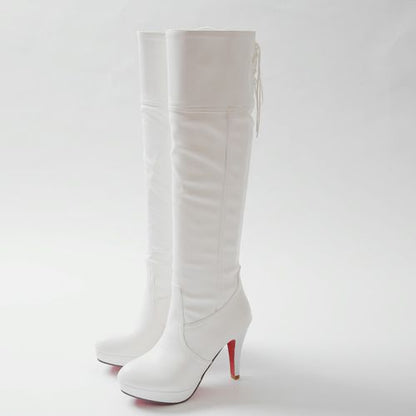 Women Soft Leather High Heels Knee High Boots