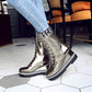Women Platform Wedges Lace Up Mid Calf Boots