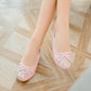 Women's Embroidery Shallow Mouth Low Heels Shoes