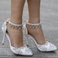 Women Tassel Rhinestone Pointed Toe Bridal Wedding Shoes Stiletto Heel Sandals