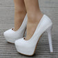 Women Round Toe Pearls Stiletto Heel Platform Pumps Bridal Wedding Shoes
