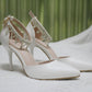 Women Pointed Toe Rhinestone Ankle Strap Bridal Wedding Shoes Stiletto Heel Sandals