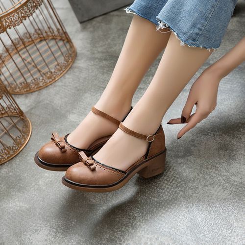 Women's Knot Mary Jane Mid Heels Sandals