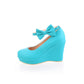 Women's Sweet Bow High-heeled Shallow Mouth Platform Wedges Shoes