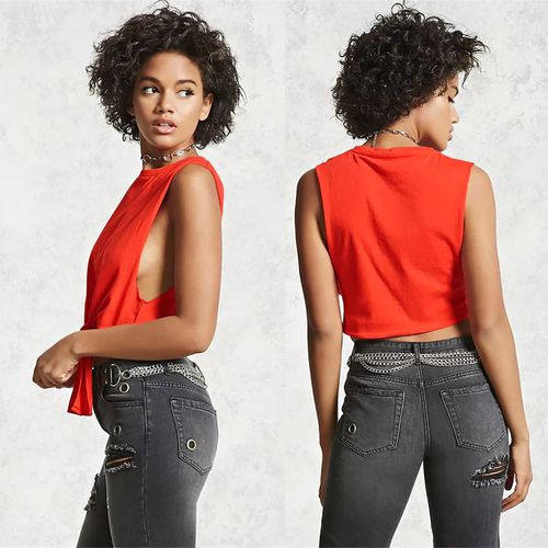 Tie Knot Sleeveless Jacket Solid Color Short Camisole Women Sling Tank Top