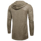 Men's Solid Color Cardigan Hooded Long Sleeve T Shirts