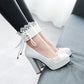 Lace Flower Mary Janes Chunky Heel Pumps for Women