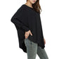 Solid Bat Sleeve  Autumn Dress Loose Large Size Irregular Round Collar Top Women T Shirts