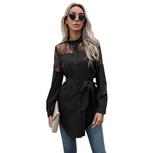 Lace Mesh Spring Slim Straight Casual Women Blouses