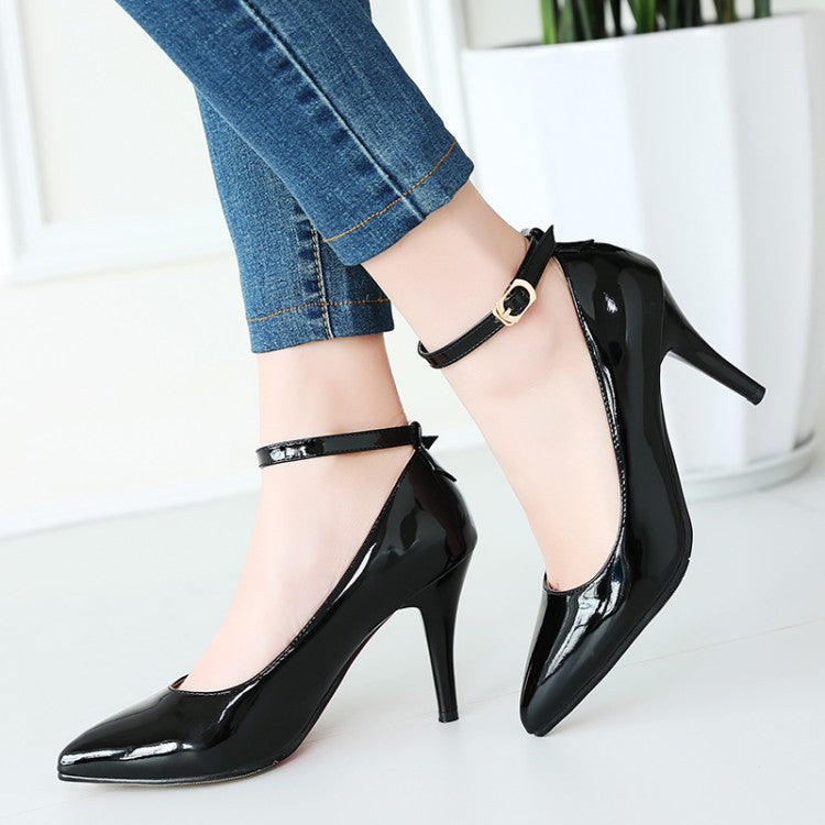 Pointed Toe Patent Leather High Heel Pumps
