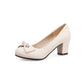 Round-Headed Butterfly Knot Women's Pumps Middle Heels Shoes