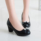 Round-Headed Butterfly Knot Women's Pumps Middle Heels Shoes