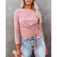 Womens Drawstring Solid Color Long Sleeve Sweater