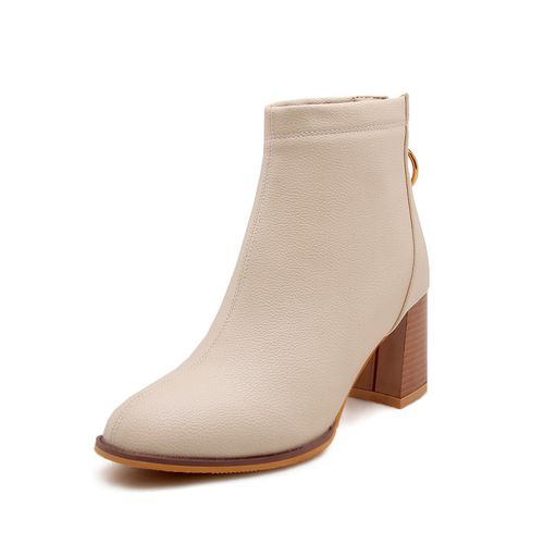Round Toe Zip Women's High Heeled Ankle Boots