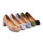 Sweet Butterfly Knot Suede Thick Heel Middle Heels Women Pumps