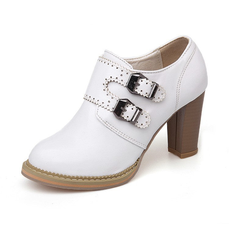 Rough-heeled High-heeled Oxford Shoes