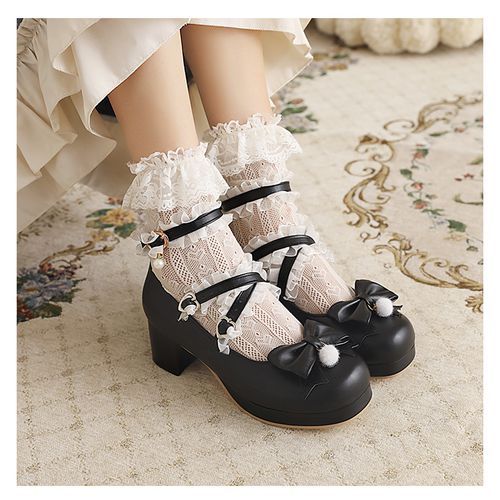Women Pumps Mary Janes Shoes with Bowtie Lace