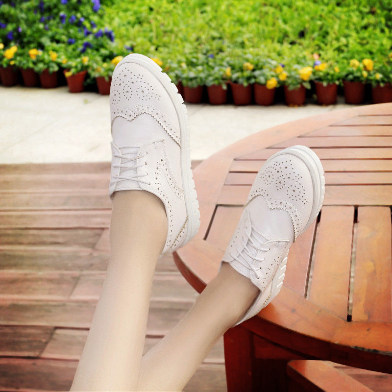 Girls Lace Up Breathable Oxfords Flat Shoes