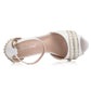 Women Pearls Peep Toe Bridal Wedding Stiletto Heel Platform Sandals