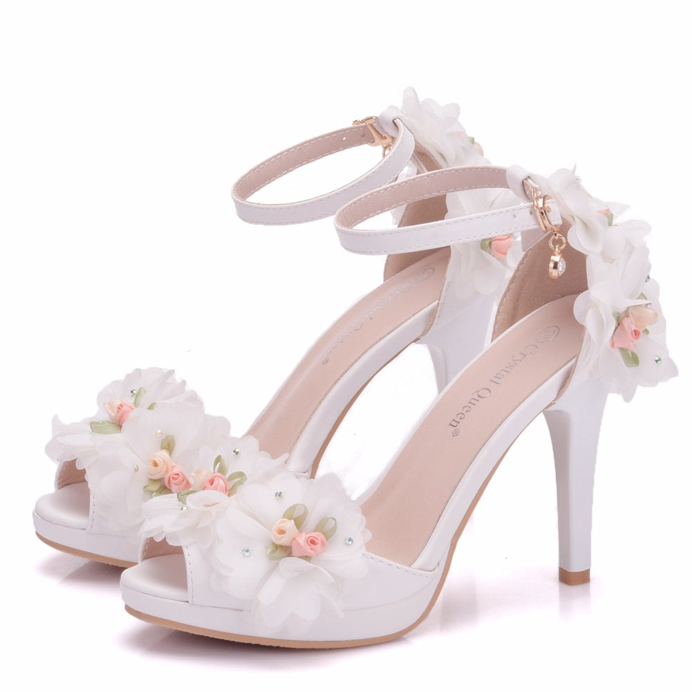Women Peep Toe Flora Ankle Strap Bridal Wedding Stiletto Heel Platform Sandals