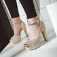 Women's Fish Mouth Super High Heel Thick Heel Platform Sandals Wedding Shoes