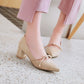 Shallow Mouth Pointed Toe Women's Pumps Middle Heels Shoes