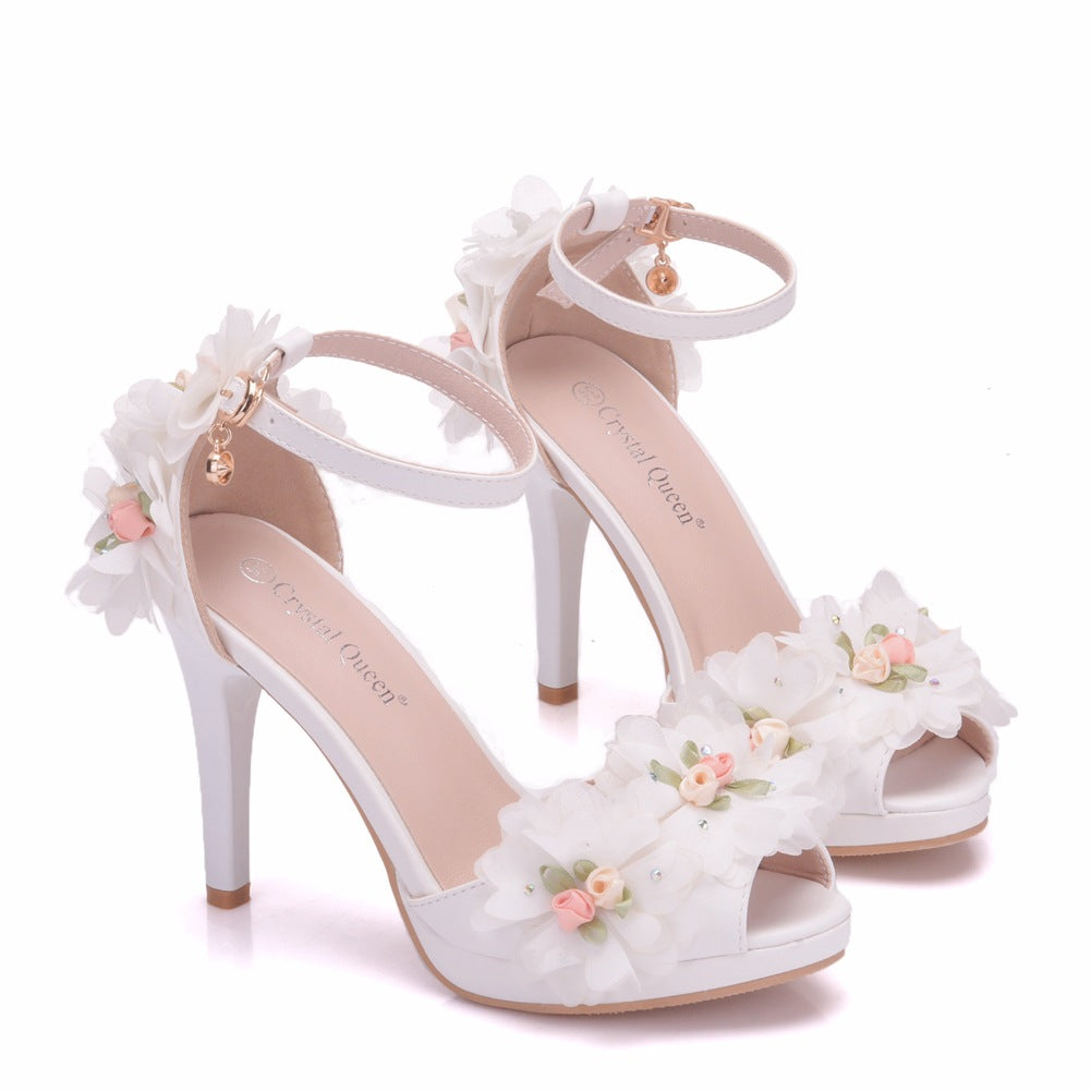 Women Peep Toe Flora Ankle Strap Bridal Wedding Stiletto Heel Platform Sandals