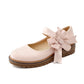 Womens Low Heel Shoes Round Toe Girls Pumps Bowtie Shoes