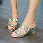 Women's Sequins Chunky Sandals Outdoor Slippers