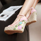 Women's Elastic Embroidered Platform Wedge Sandals