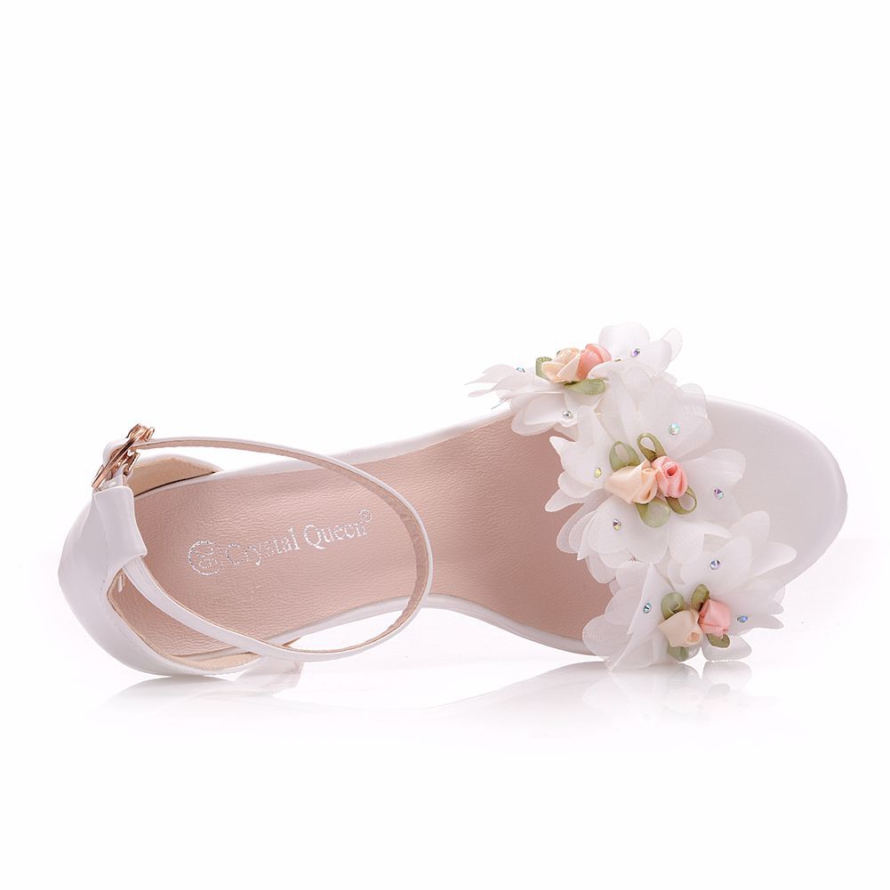 Women Flora Open Toe Bridal Wedding Stiletto Heel Sandals