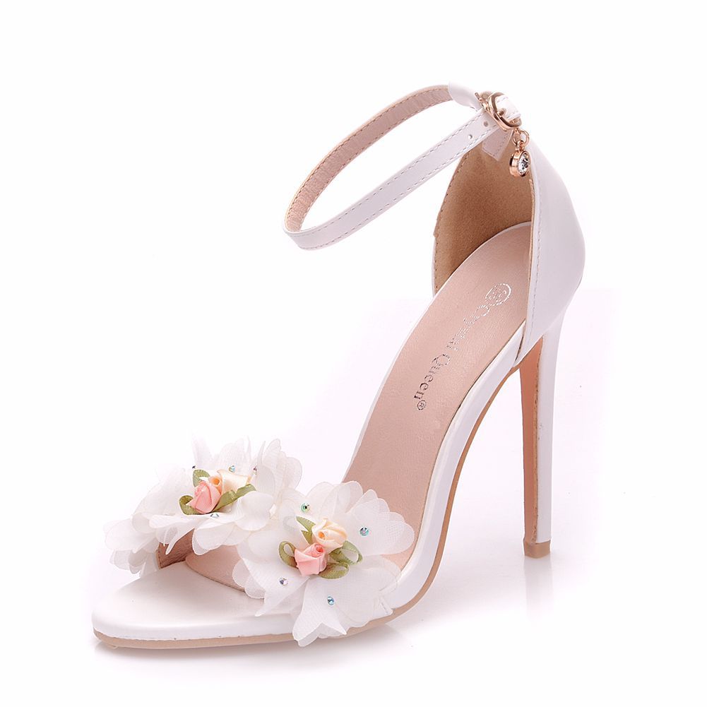 Women Flora Open Toe Bridal Wedding Stiletto Heel Sandals